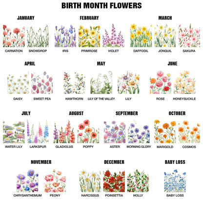 Birth Month Flower Watercolor Blooming In Love - Personalized Striped Cosmetic Bag