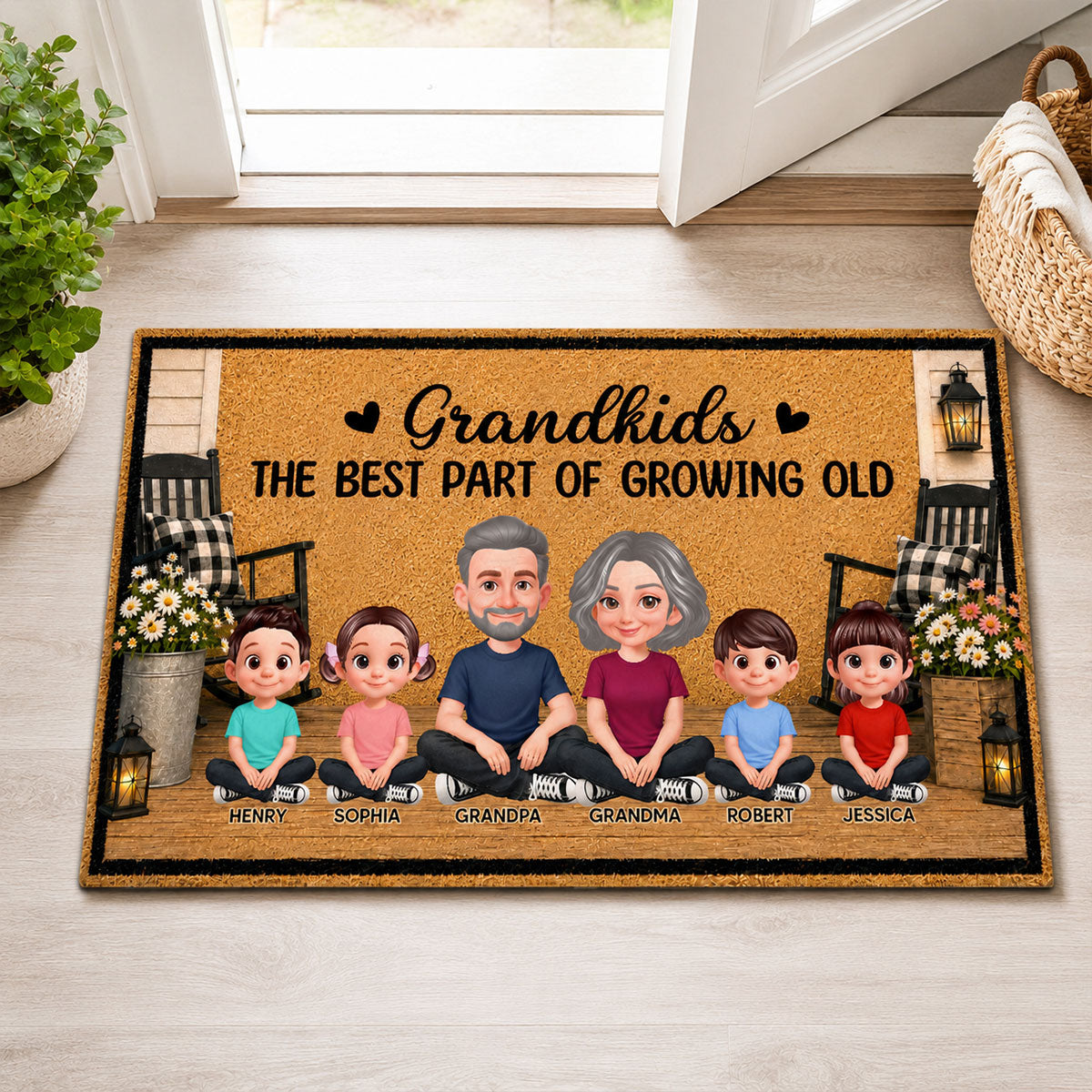 Grandpa Grandma House Porch Grandkids Best Part Of Growing Old - Personalized Doormat - Gift For Grandparents, Spring Summer Decoration