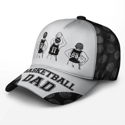 Basketball Dad Papa Kids Backside Line Art - Personalized Classic Cap