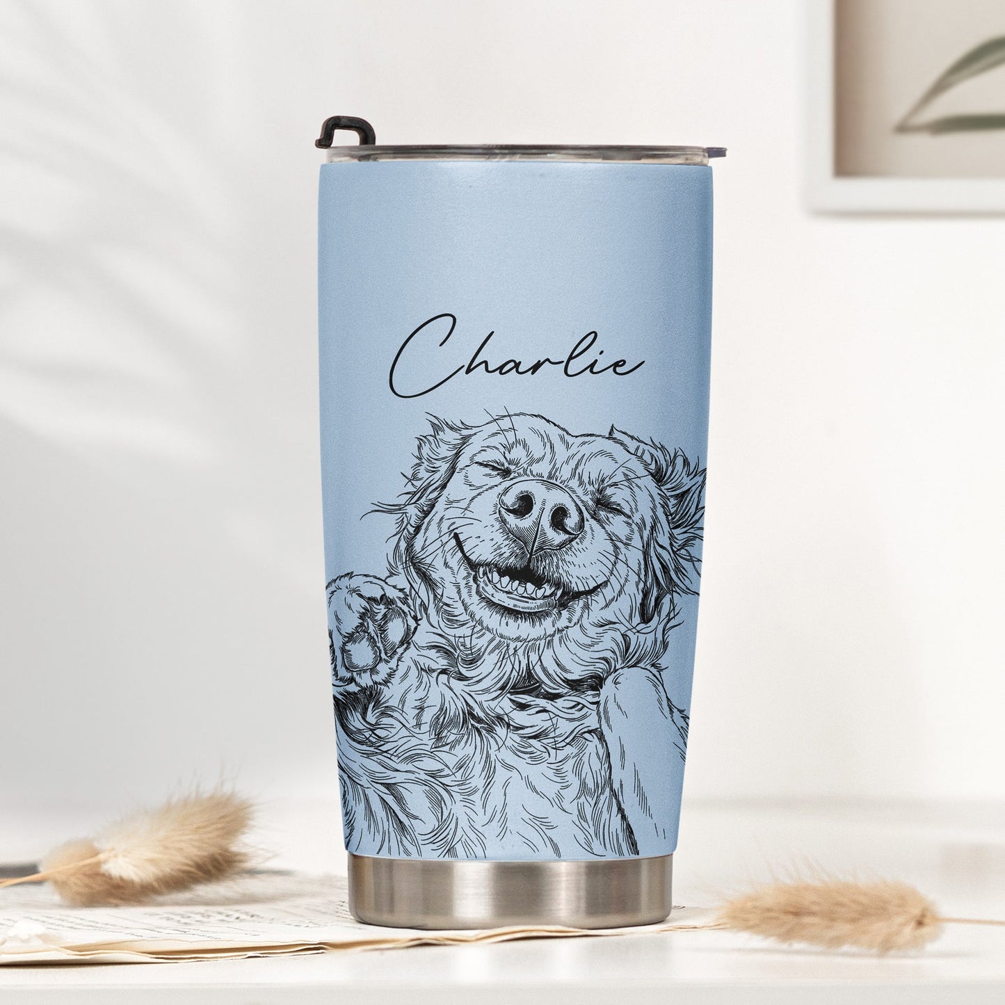 Custom Pet Portrait Gift For Dog Lover, Cat Lover - Personalized Tumbler