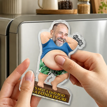Custom Photo Funny Certified Dad Bod With Belly - Personalized Squishy Acrylic Fridge Magnet