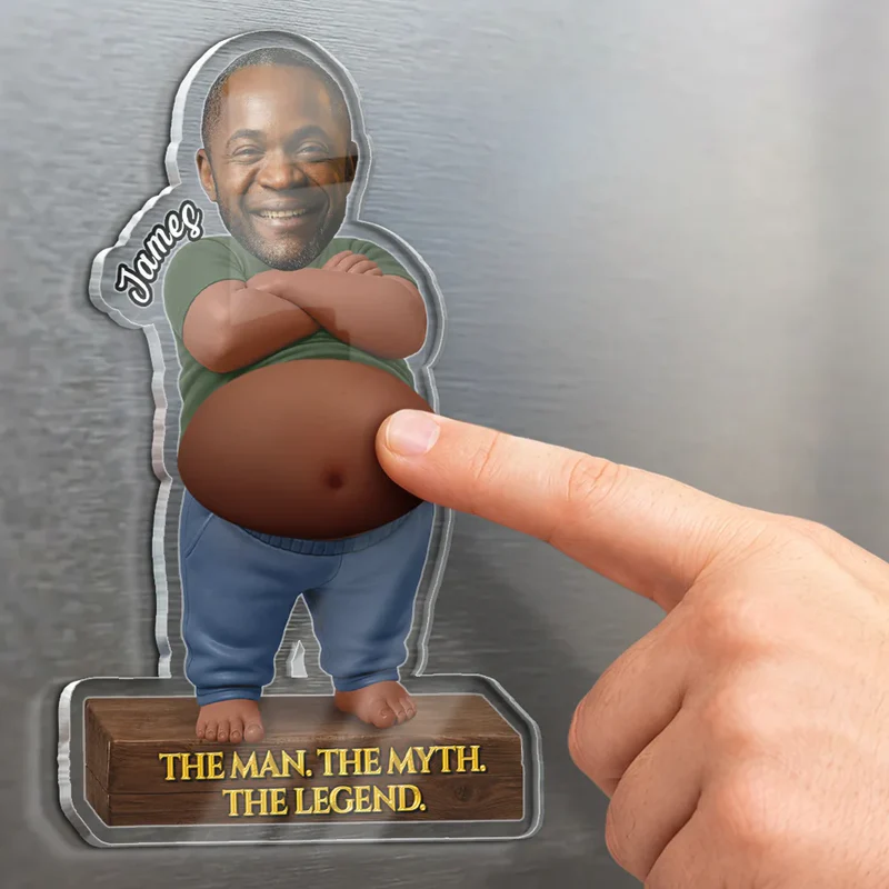 Custom Photo Funny Certified Dad Bod With Belly - Personalized Squishy Acrylic Fridge Magnet