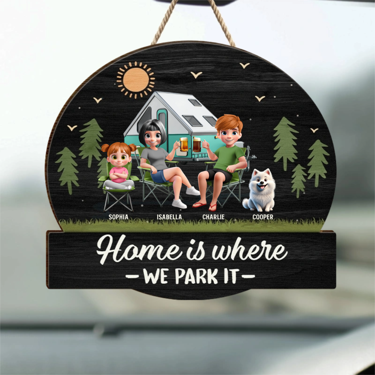 Home Is Where We Park It - Personalized Custom Shaped Wood Sign