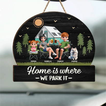 Home Is Where We Park It - Personalized Custom Shaped Wood Sign