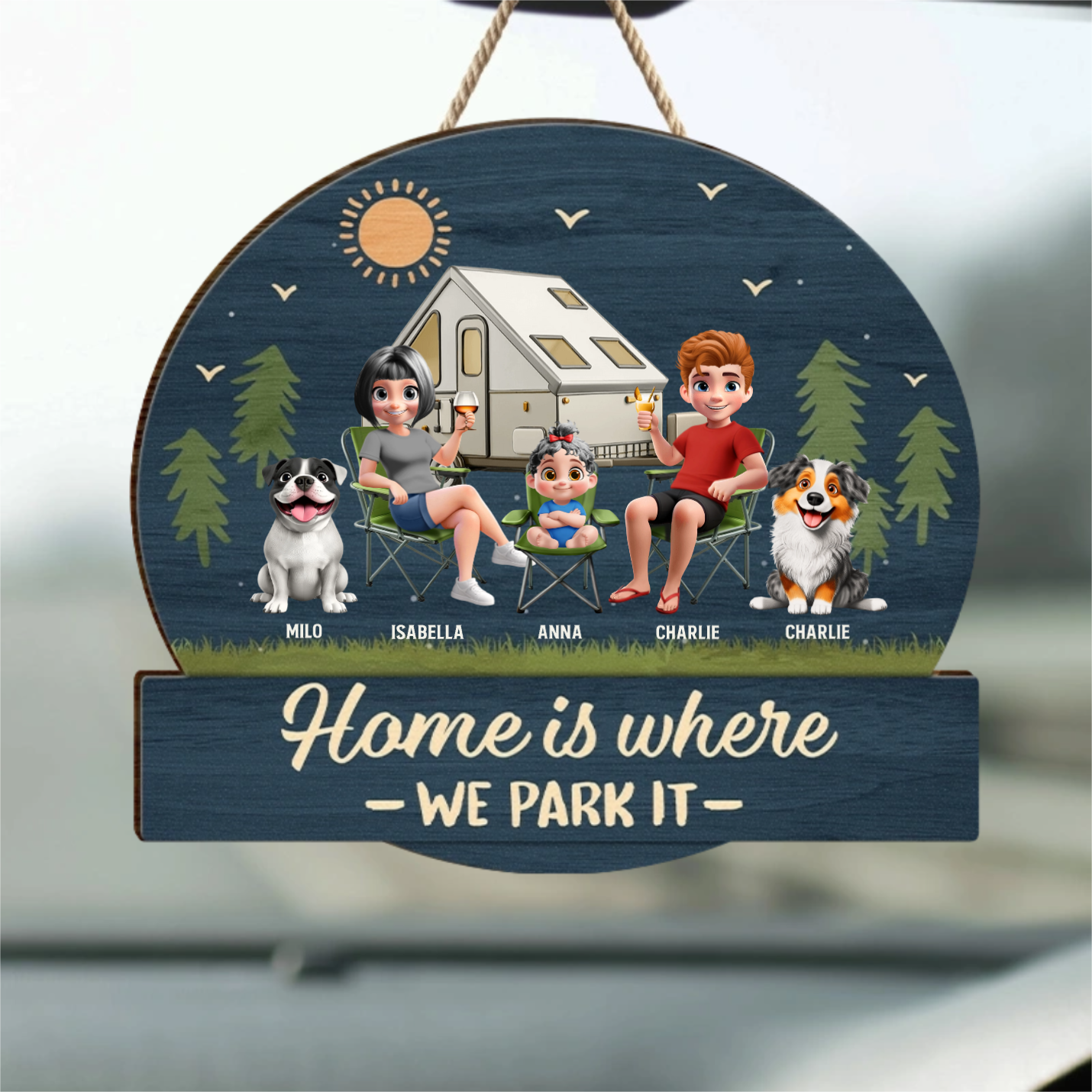 Home Is Where We Park It - Personalized Custom Shaped Wood Sign