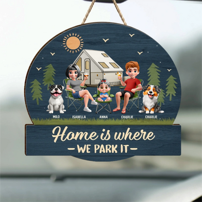 Home Is Where We Park It - Personalized Custom Shaped Wood Sign