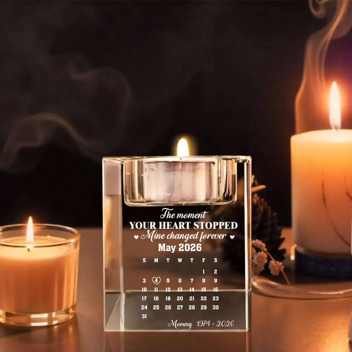 The Moment - Personalized Custom Engraved Crystal Candle Holder