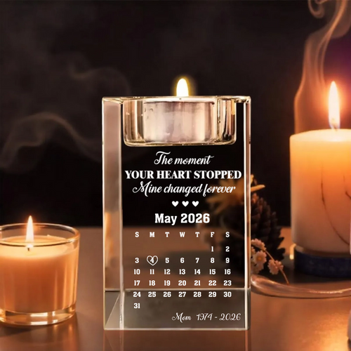 The Moment - Personalized Custom Engraved Crystal Candle Holder