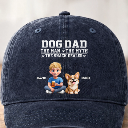 Custom Vintage Washed Denim Baseball Cap - Personalized Father's Day Gifts For Dog Cat Lovers, Dog Dad, Cat Owners - Blessed By Fur & Love