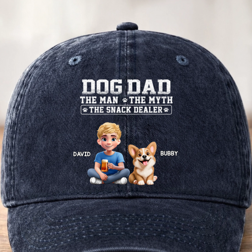 Custom Vintage Washed Denim Baseball Cap - Personalized Father's Day Gifts For Dog Cat Lovers, Dog Dad, Cat Owners - Blessed By Fur & Love