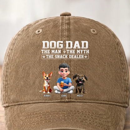 Custom Vintage Washed Denim Baseball Cap - Personalized Father's Day Gifts For Dog Cat Lovers, Dog Dad, Cat Owners - Blessed By Fur & Love