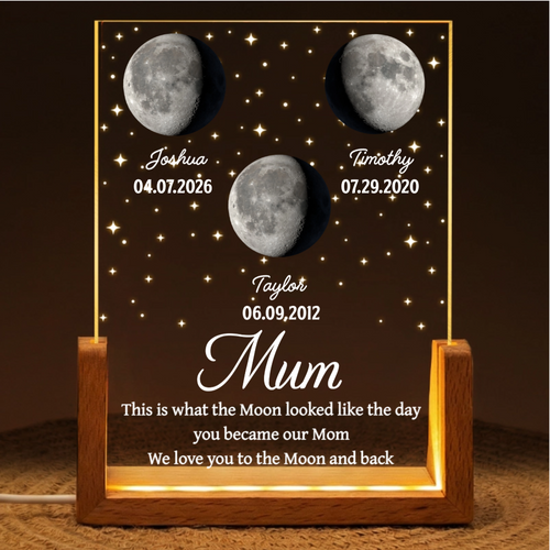Moon Phase The Date You Became My Mom - Personalized Night Light