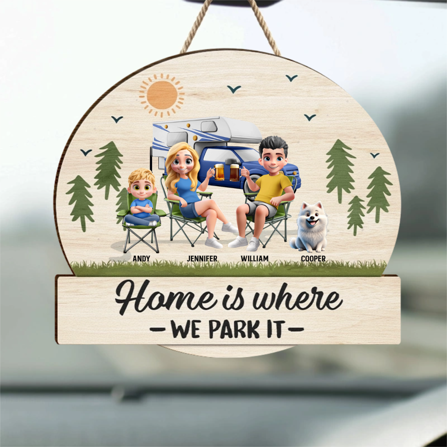 Home Is Where We Park It - Personalized Custom Shaped Wood Sign