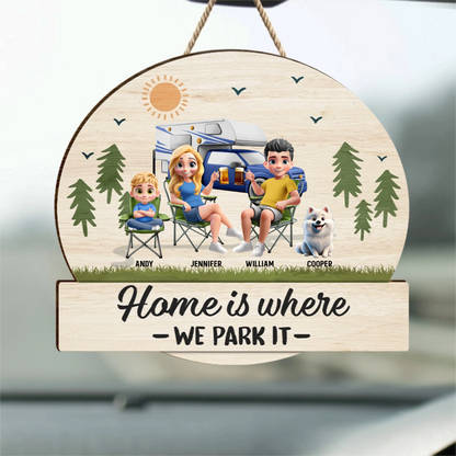 Home Is Where We Park It - Personalized Custom Shaped Wood Sign