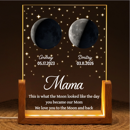 Moon Phase The Date You Became My Mom - Personalized Night Light