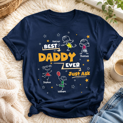 Best Dad Grandpa Ever Ask Cute Stick Kids - Personalized Shirt