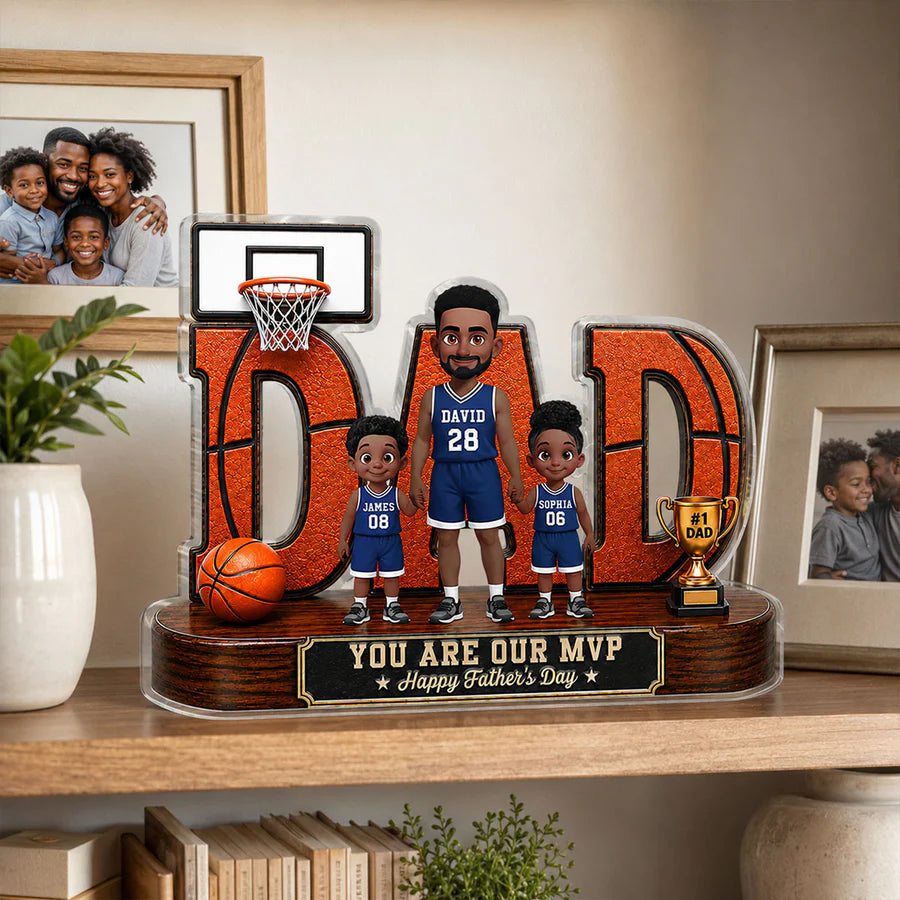 Basketball Dad Legend You Are Our MVP 2D Flat Printed - Personalized Acrylic Block Plaque - Father's Day Gift For Dad, Husband, Basketball Fans