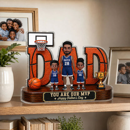 Basketball Dad Legend You Are Our MVP 2D Flat Printed - Personalized Acrylic Block Plaque - Father's Day Gift For Dad, Husband, Basketball Fans