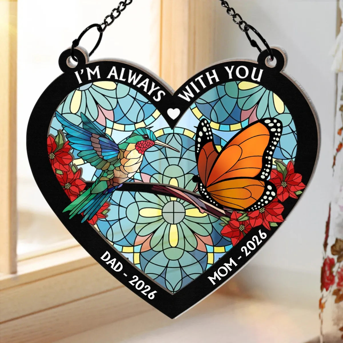 Those We Love Don't Go Away Memorial - Personalized Window Hanging Suncatcher Ornament