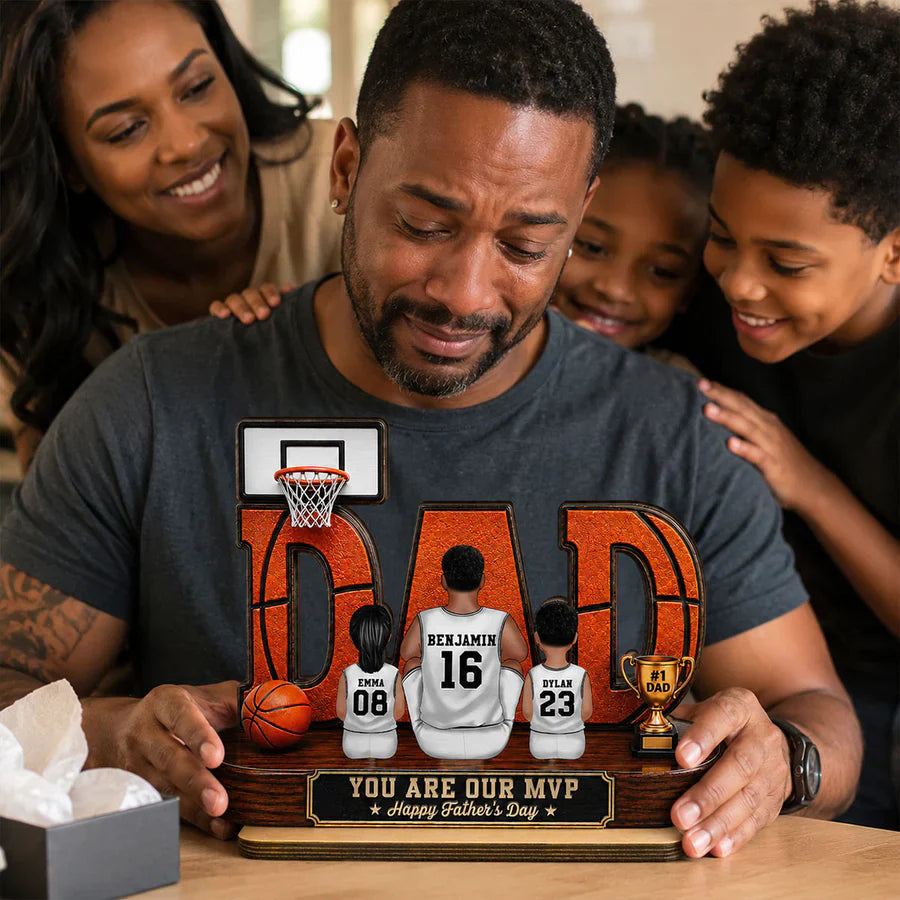 Basketball Dad Legend Daddy's Dream Team - Personalized Wooden Plaque - Unique Trending Father's Day Gift For Dad, Husband, Basketball Fans