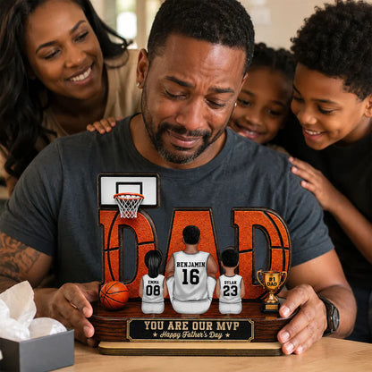 Basketball Dad Legend Daddy's Dream Team - Personalized Wooden Plaque - Unique Trending Father's Day Gift For Dad, Husband, Basketball Fans