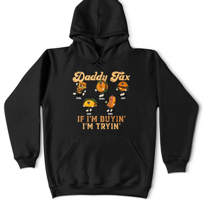 Fun Groovy Retro Fast Food Character Dad Tax If I Am Trying I Am Buying - Personalized T Shirt