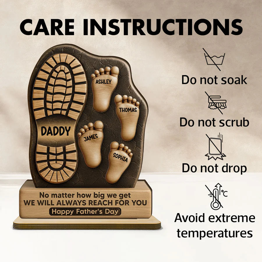Dad No Matter How Big We Get Personalized Standing Wooden Plaque| Unique Father's Day Gift For Dad