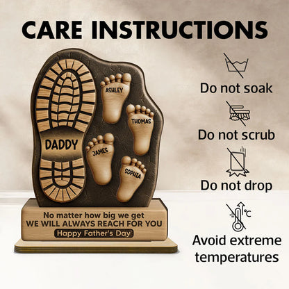 Dad No Matter How Big We Get Personalized Standing Wooden Plaque| Unique Father's Day Gift For Dad