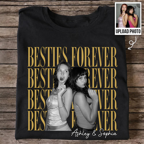 Retro Vintage Besties Upload Photo - Personalized Shirt - Birthday Gift For Best Friends, Matching Friends Group T-shirt