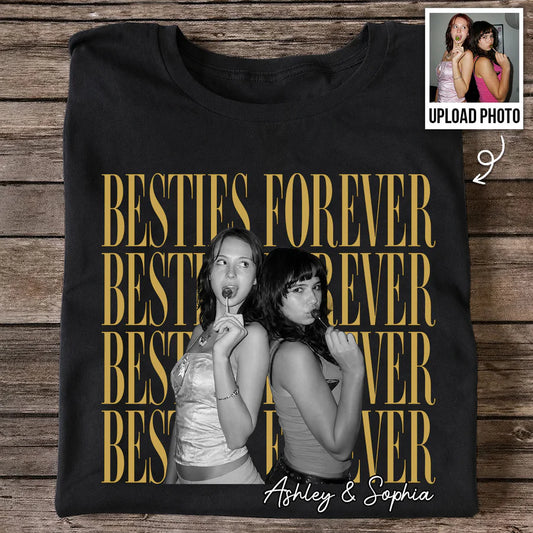 Retro Vintage Besties Upload Photo - Personalized Shirt - Birthday Gift For Best Friends, Matching Friends Group T-shirt