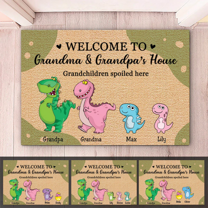 Grandpa & Grandma - Welcome To Grandma And Grandpa's House. Grandchildren Spoiled Here - Personalized Doormat