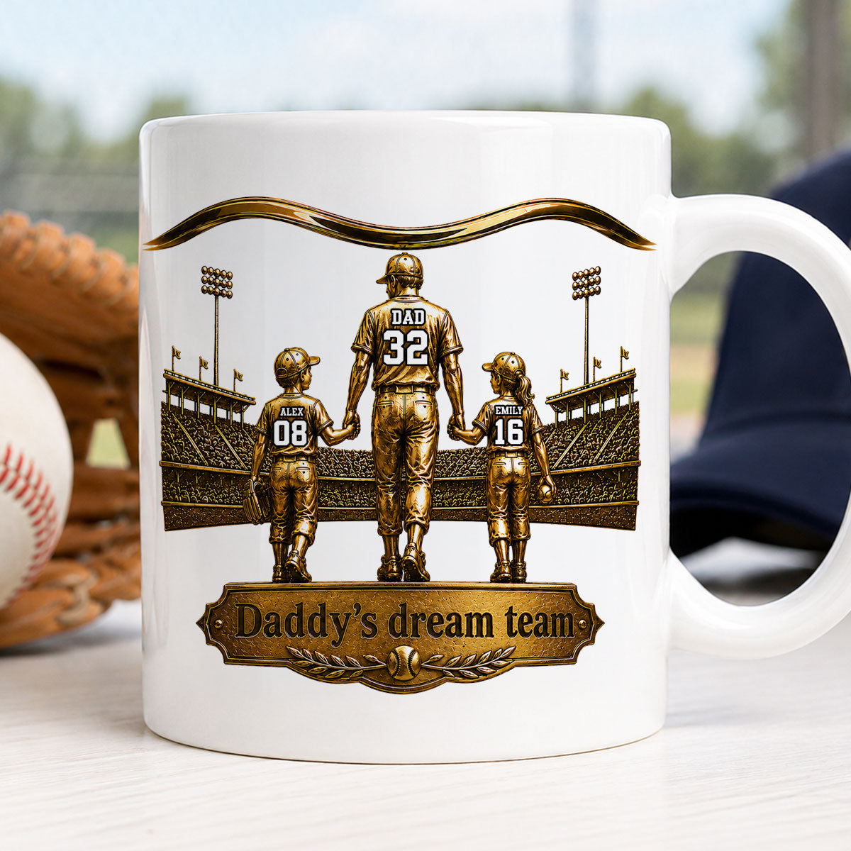 Luxury Daddy's Dream Team - Personalized Mug - Father's Day Gift for Dad, Grandpa, Husband