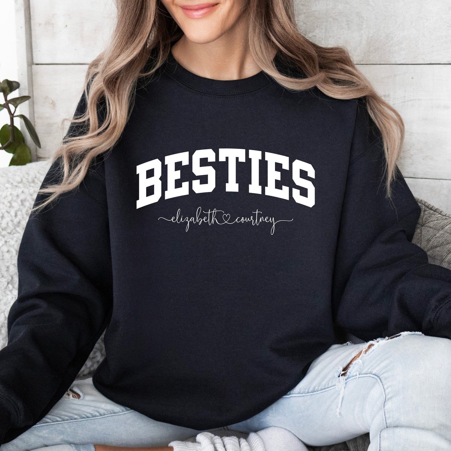 Personalized Besties Sweatshirt with Names, Best Friends Crewneck, Girls Weekend Trip Matching Sweaters, Best Friend Gift