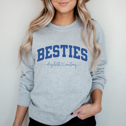 Personalized Besties Sweatshirt with Names, Best Friends Crewneck, Girls Weekend Trip Matching Sweaters, Best Friend Gift