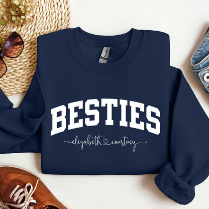 Personalized Besties Sweatshirt with Names, Best Friends Crewneck, Girls Weekend Trip Matching Sweaters, Best Friend Gift