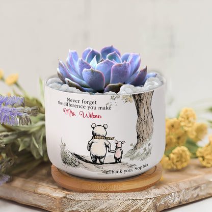 Never Forget The Difference You Make Thank You Teacher - Personalized Plant Pot