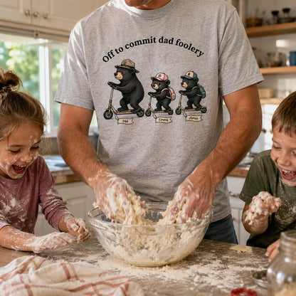 Off To Commit Dad Foolery Bear Dad & Kids - Personalized Shirt - Funny Father's Day Shirt For Husband