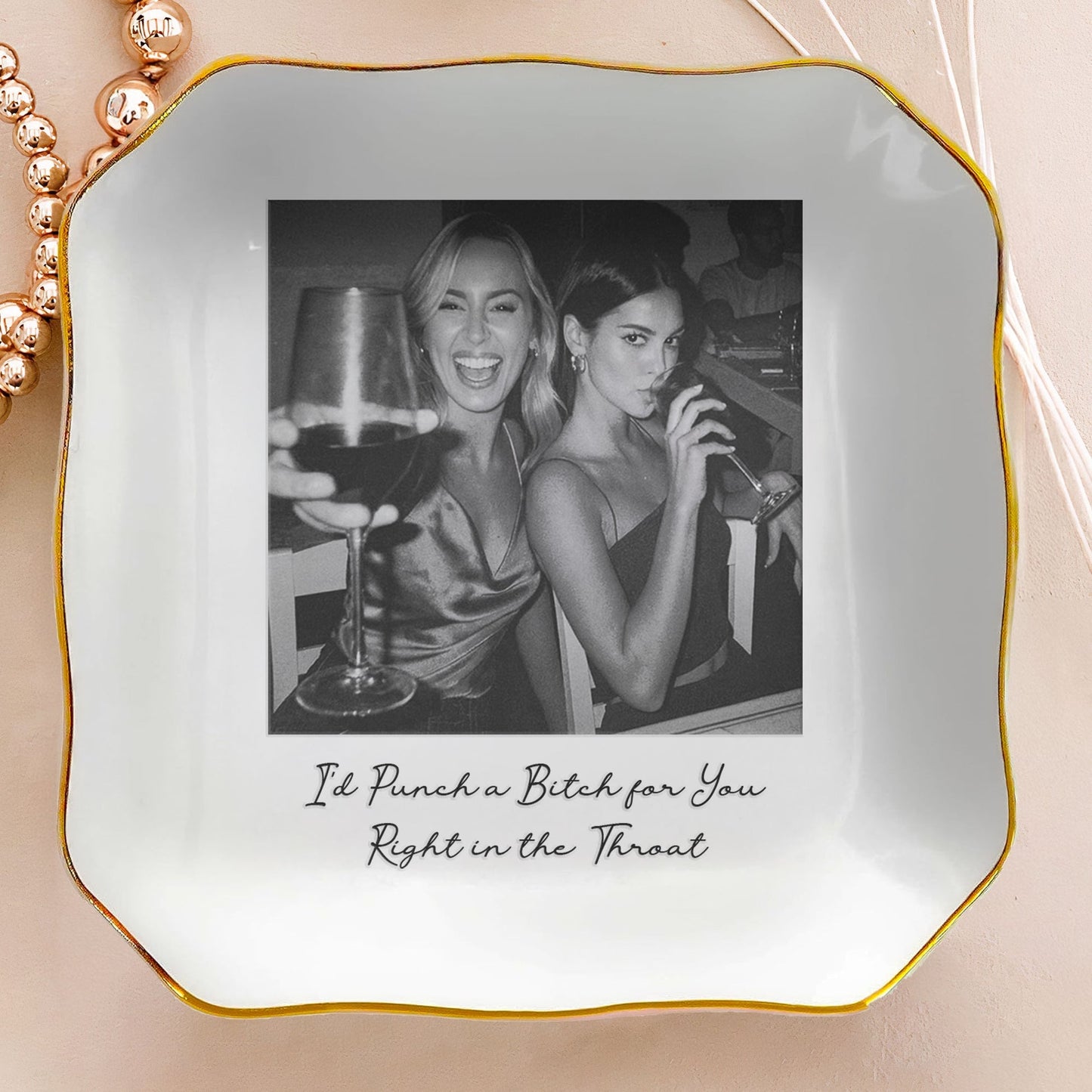 Custom Bestie Photo Trinket Tray For Best Friend Friendship Thank You Gifts - Personalized Jewelry Dish