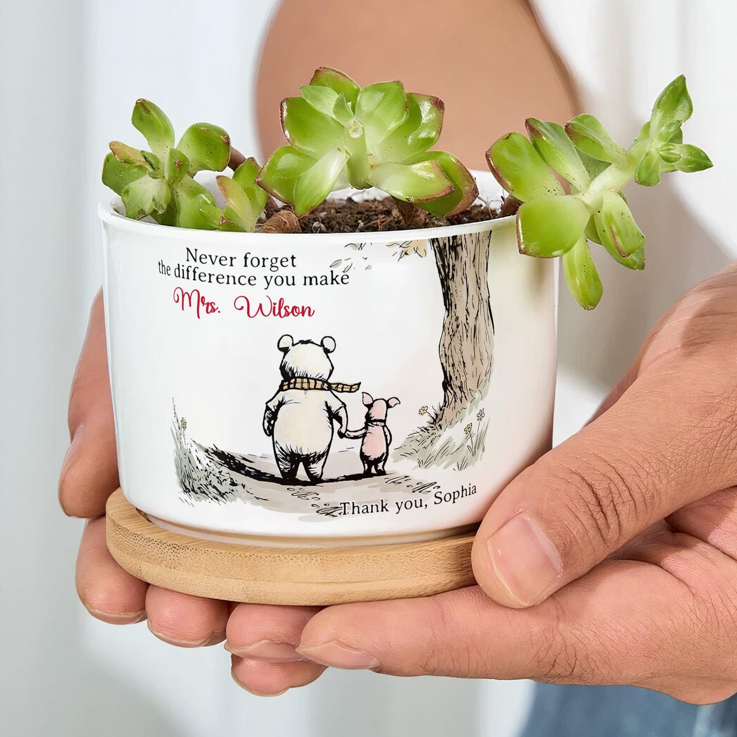 Never Forget The Difference You Make Thank You Teacher - Personalized Plant Pot
