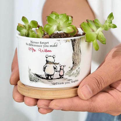 Never Forget The Difference You Make Thank You Teacher - Personalized Plant Pot