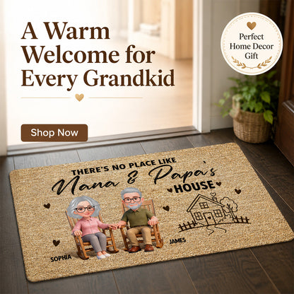 No Place Like Grandparents' House - Personalized Doormat - Home Decor Gift, Grandkids Welcome Decorations