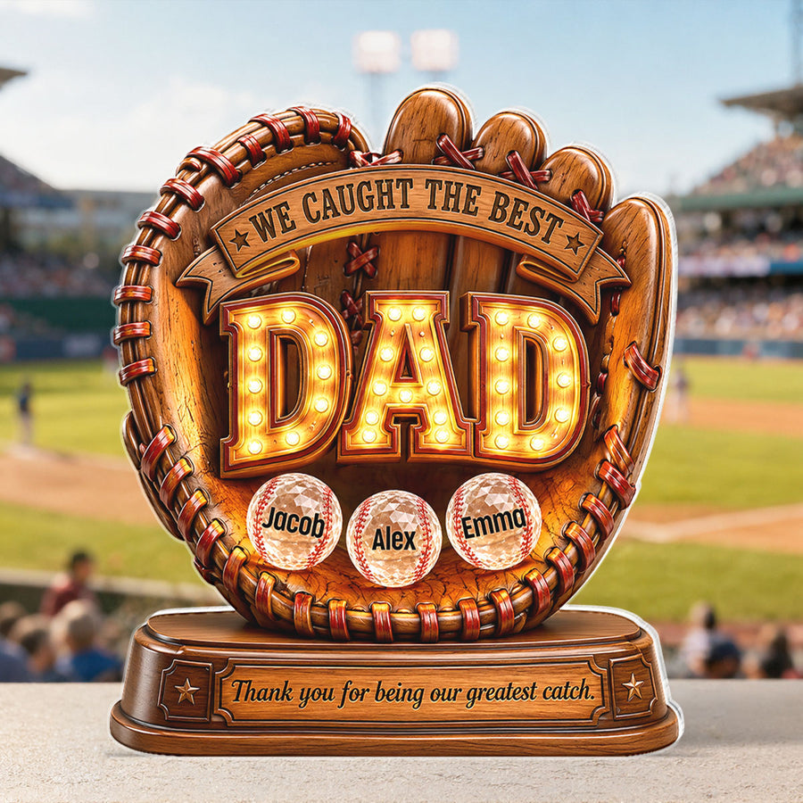 Great Baseball Dad - Personalized Acrylic Block Plaque - Father's Day Gift for Dad, Husband