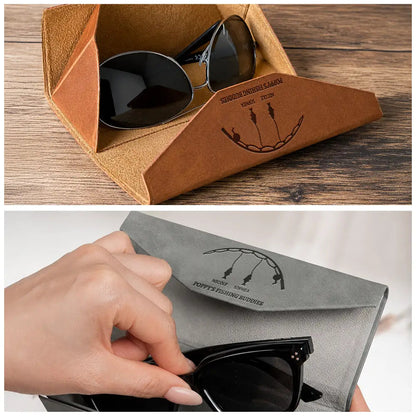 Reel Cool Grandpa Dad With Kids Names - Personalized Leather Glasses Case