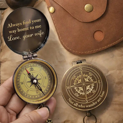 Not All Who Wander Are Loss Dad & Children - Personalized Engraved Brass Compass