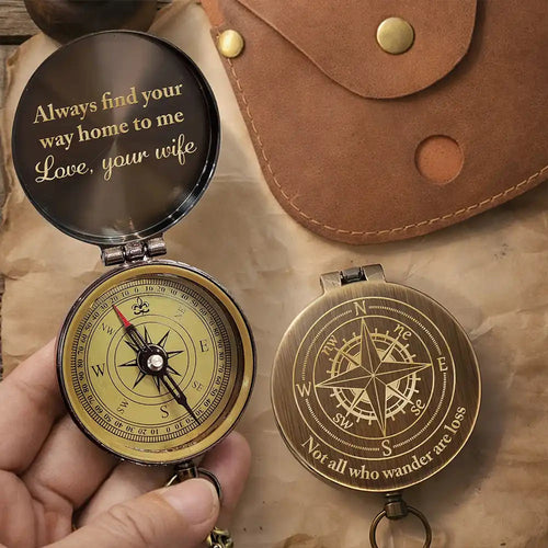 Not All Who Wander Are Loss Dad & Children - Personalized Engraved Brass Compass