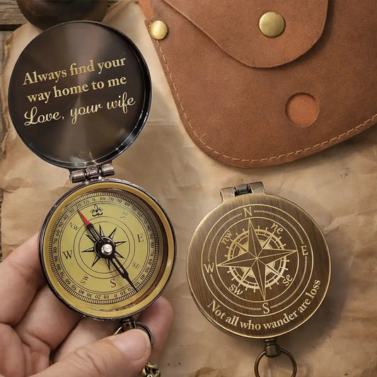 Not All Who Wander Are Loss Dad & Children - Personalized Engraved Brass Compass
