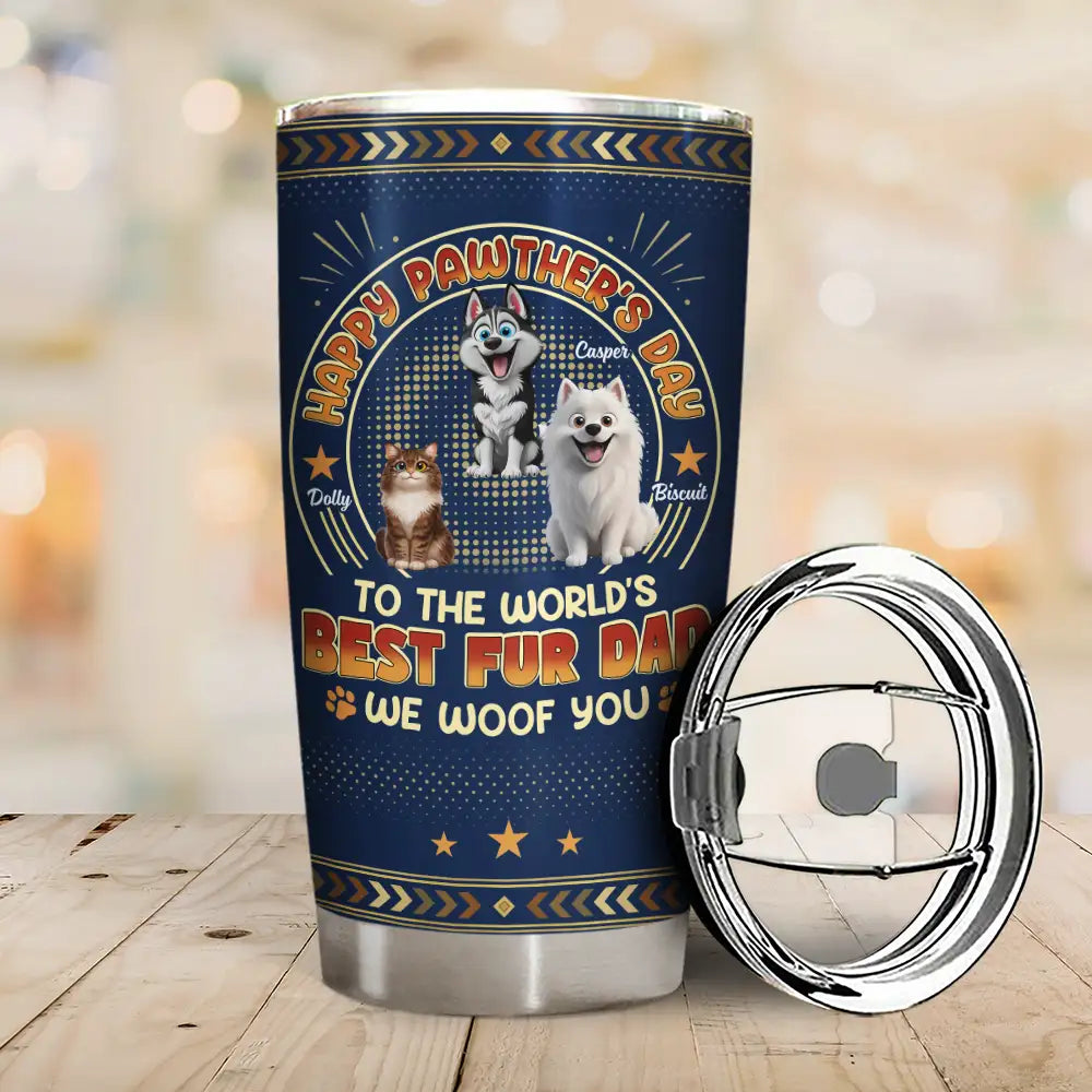 Animate Dog Cat Happy Pawther's Day - Personalized Tumbler