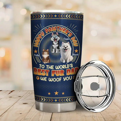 Animate Dog Cat Happy Pawther's Day - Personalized Tumbler