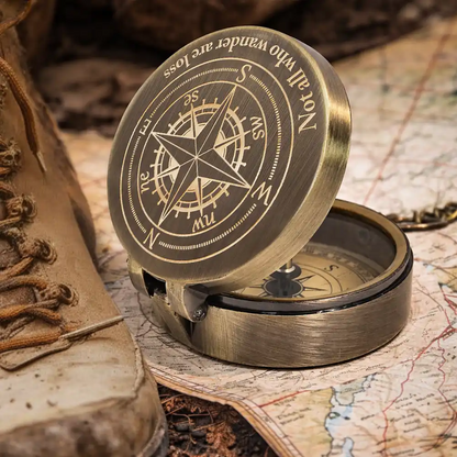 Not All Who Wander Are Loss Dad & Children - Personalized Engraved Brass Compass