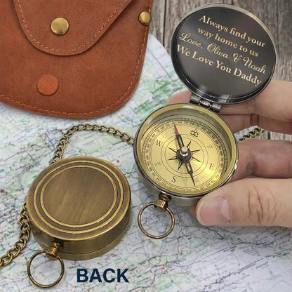 Not All Who Wander Are Loss Dad & Children - Personalized Engraved Brass Compass